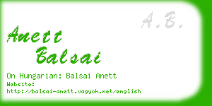 anett balsai business card